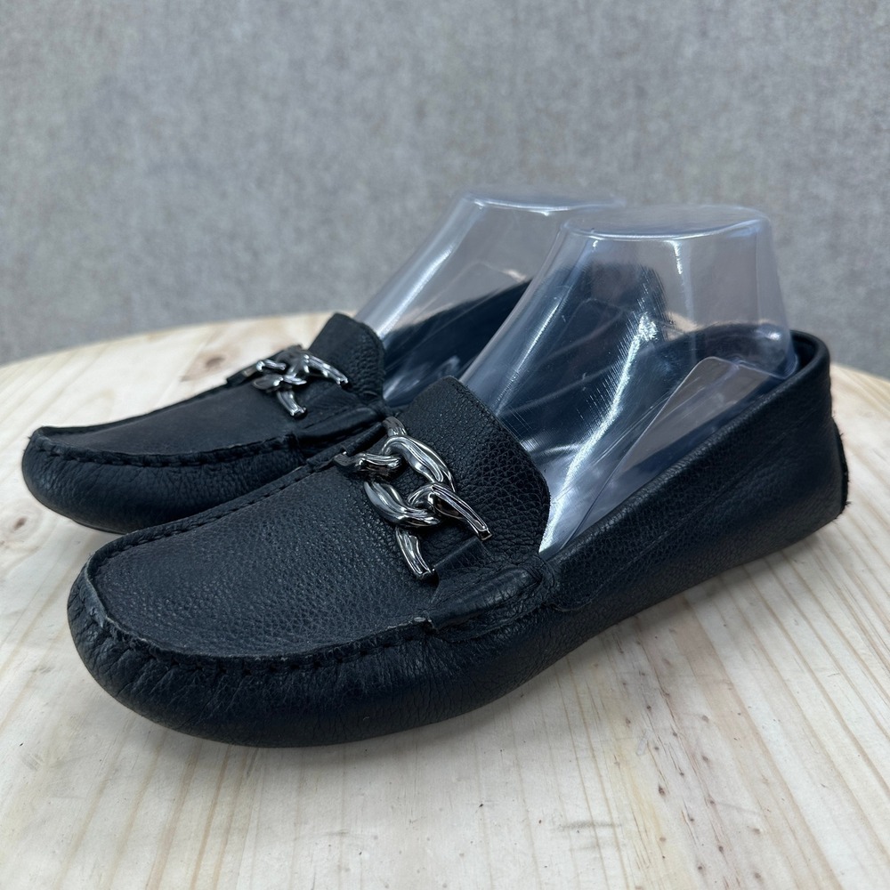 Alex Marie Darla 9M Pebbled Leather Chain Link Driving Loafers Slip On Shoes‎